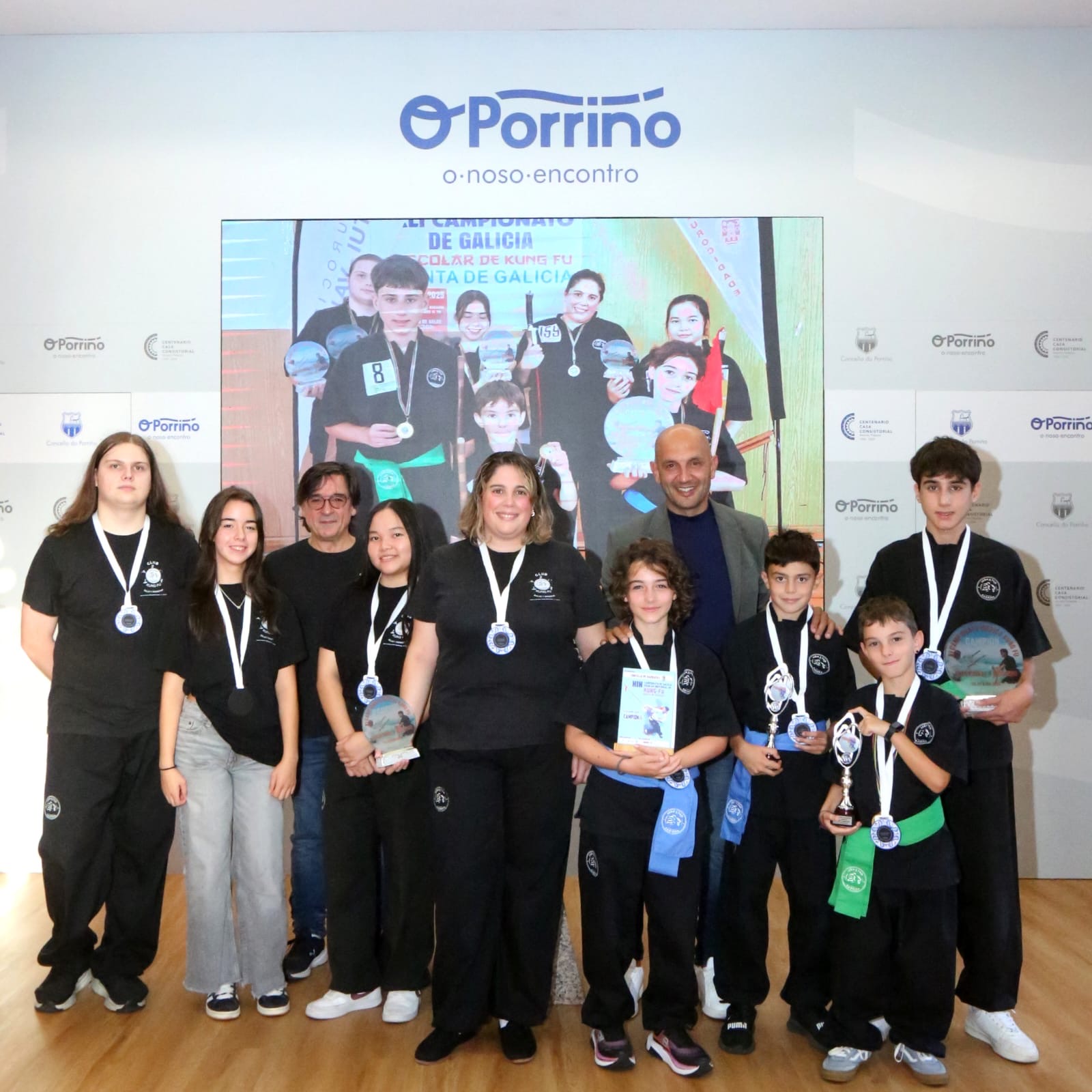 O Concello do Porriño recibe aos gañadores do Campionato Ibérico de Kung Fu