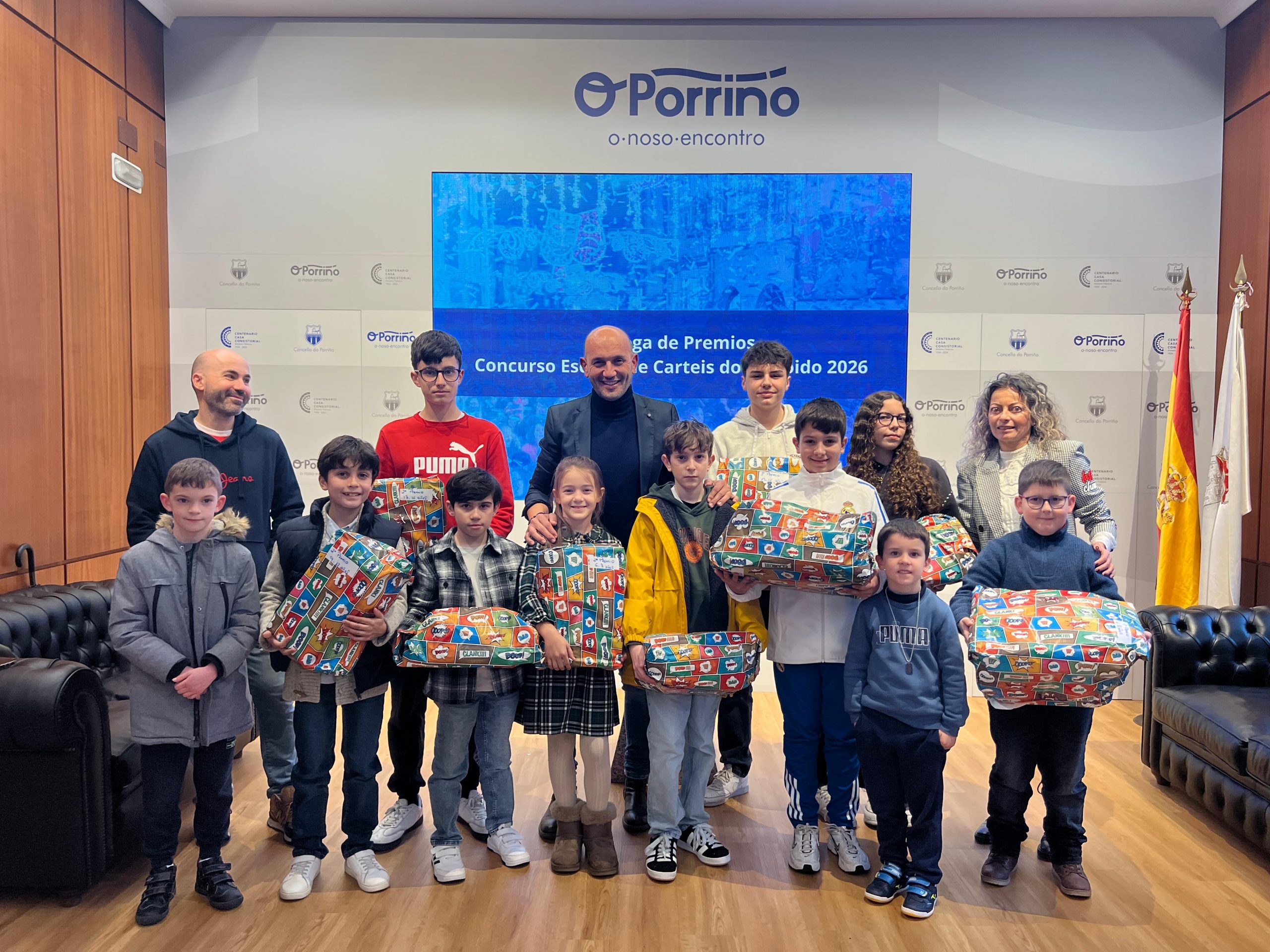 Entrega dos premios do Concurso Escolar de Carteis do Entroido 2026 do Porriño