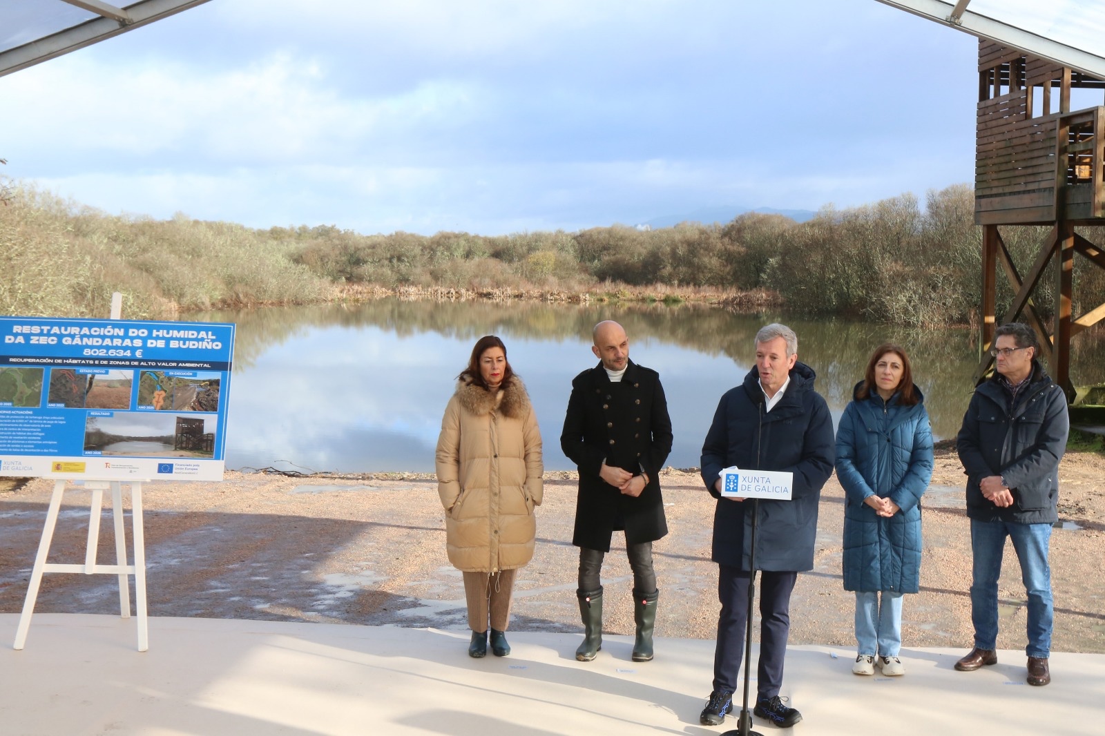 O presidente da Xunta visita os traballos de recuperación das Gándaras de Budiño con motivo do Día Mundial dos Humidais