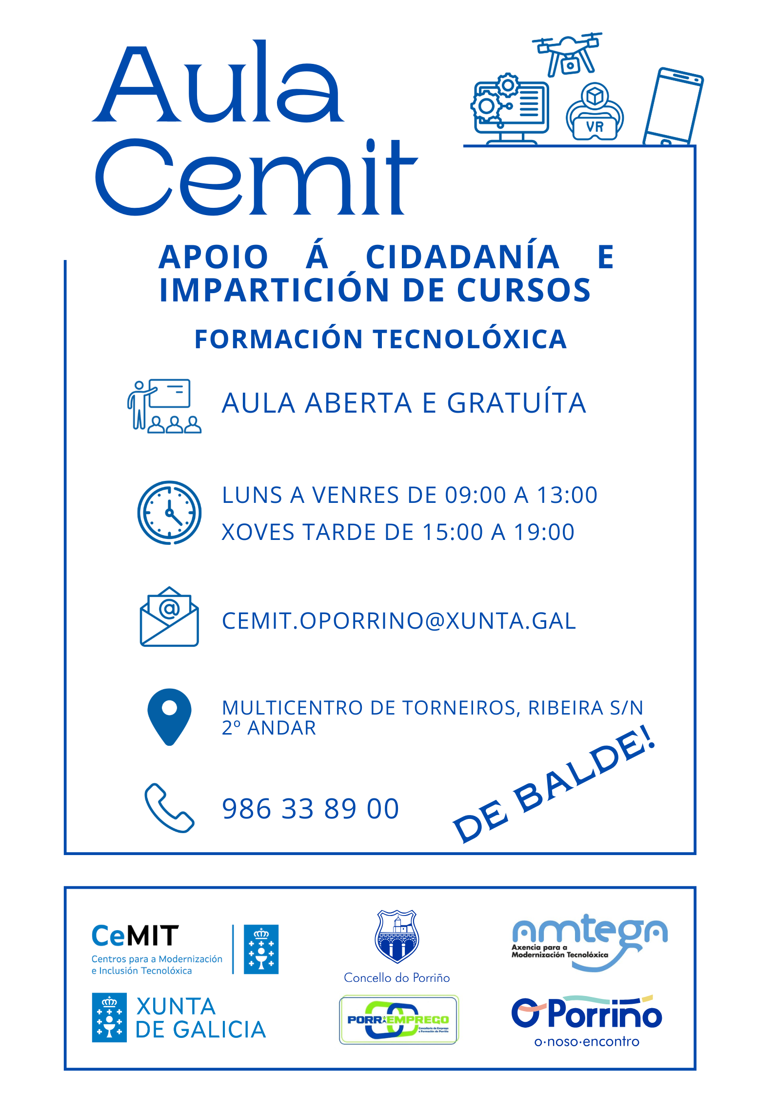 A Aula CeMIT do Porriño amplía horario e reforza a súa oferta formativa en competencias dixitais