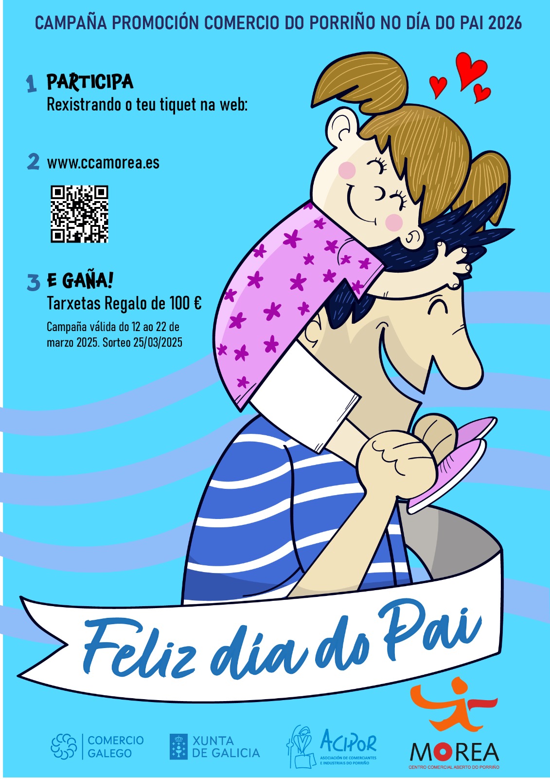 Campaña do Día do Pai 2026 para impulsar o comercio local con dúas tarxetas regalo MOREA