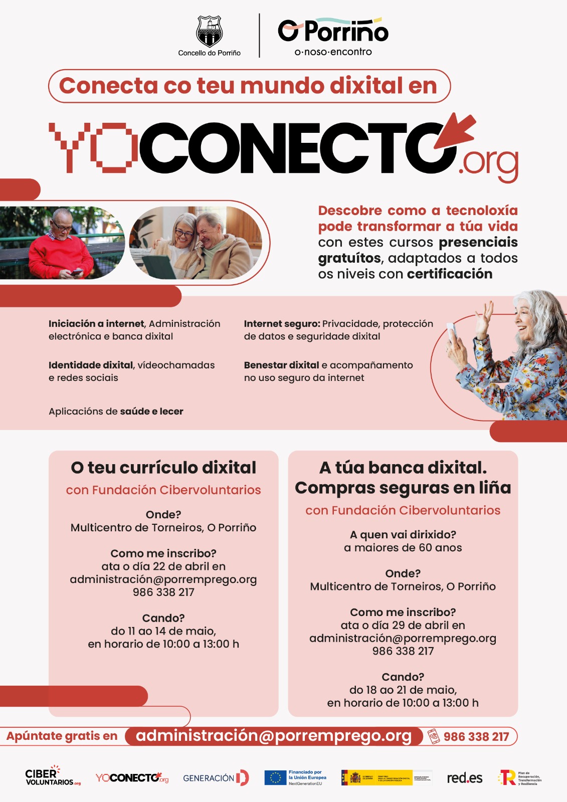 O Concello do Porriño impulsa a capacitación dixital da veciñanza con novos cursos gratuítos do programa YoConecto