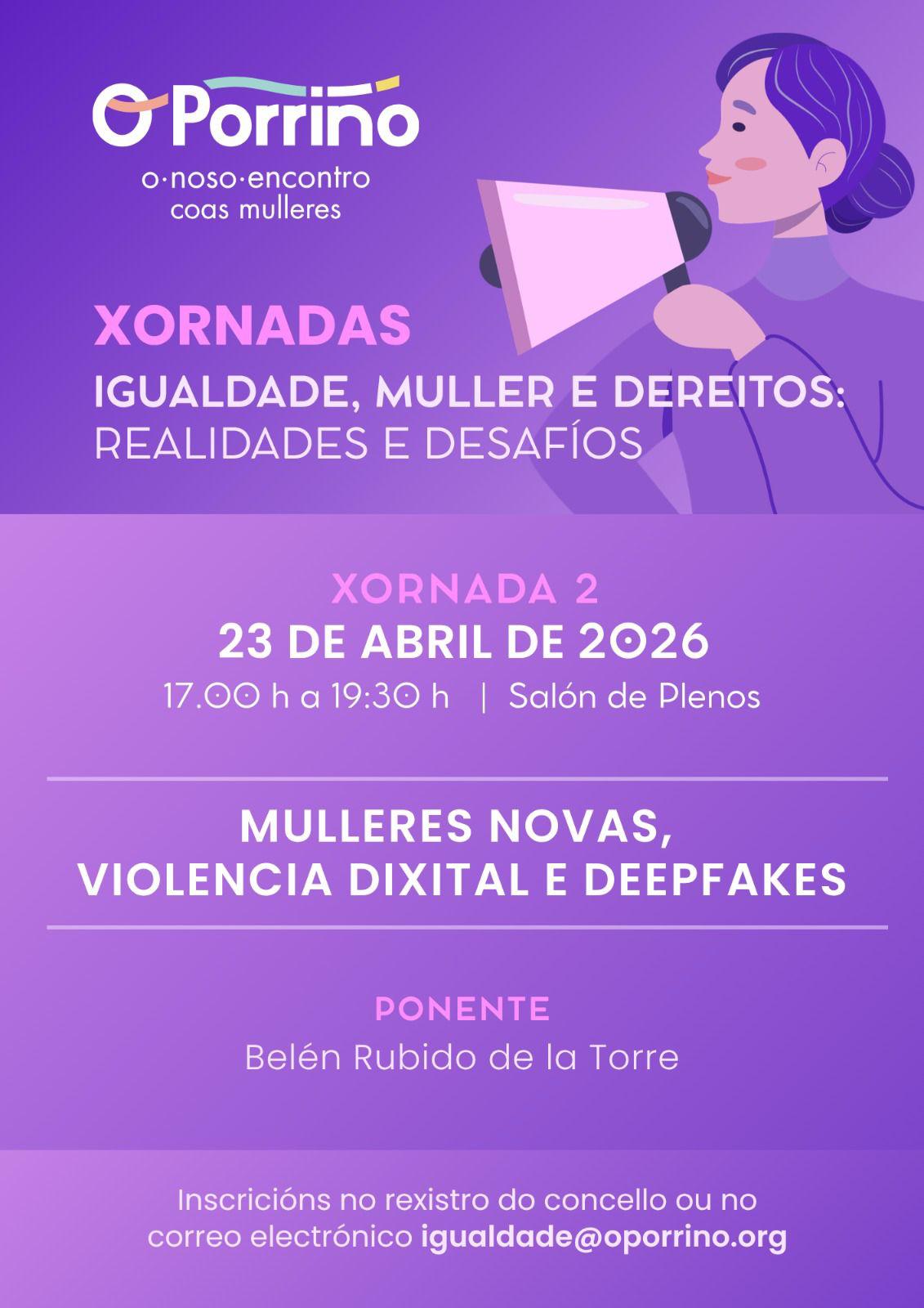 A maxistrada María Belén Rubido de la Torre falará da violencia dixital e os riscos dos deepfakesna vindeira xornada de Igualdade do Concello do Porriño